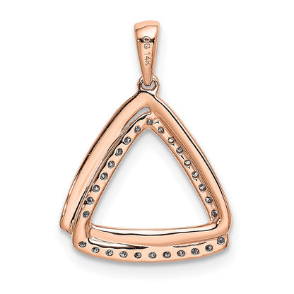 14k Rose Gold 1/6ct. Real Diamond Double Triangle Pendant