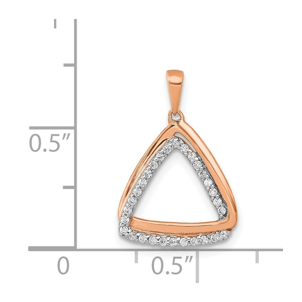 14k Rose Gold 1/6ct. Real Diamond Double Triangle Pendant