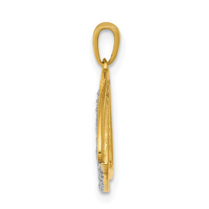 14K Yellow Gold 1/6ct. Real Diamond Double Triangle Pendant