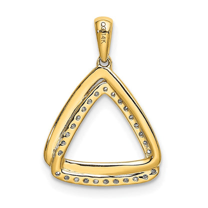 14K Yellow Gold 1/6ct. Real Diamond Double Triangle Pendant