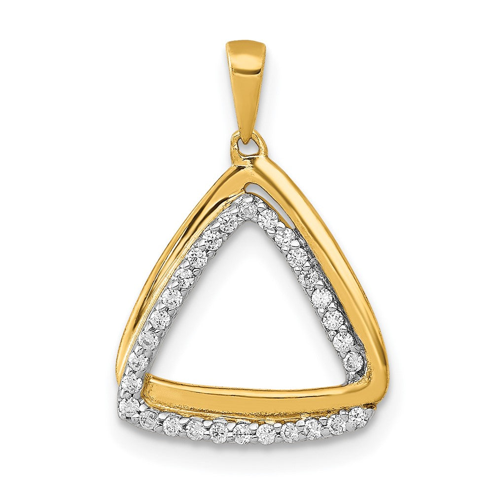 14k yellow gold 1 6ct real diamond double triangle pendant pm4737 016 ya