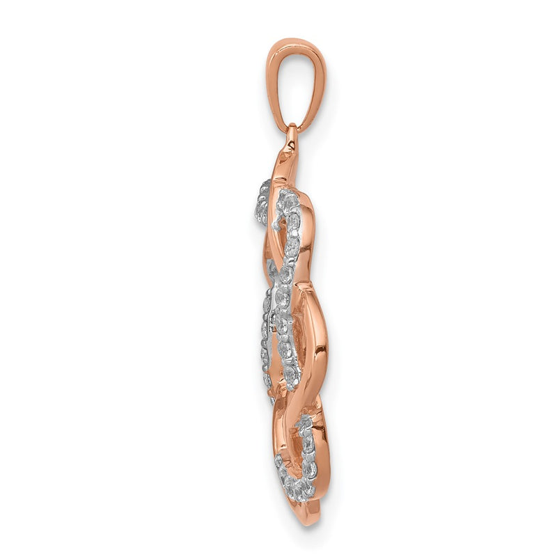 14k Rose Gold 1/5ct. Real Diamond Twisted Pendant