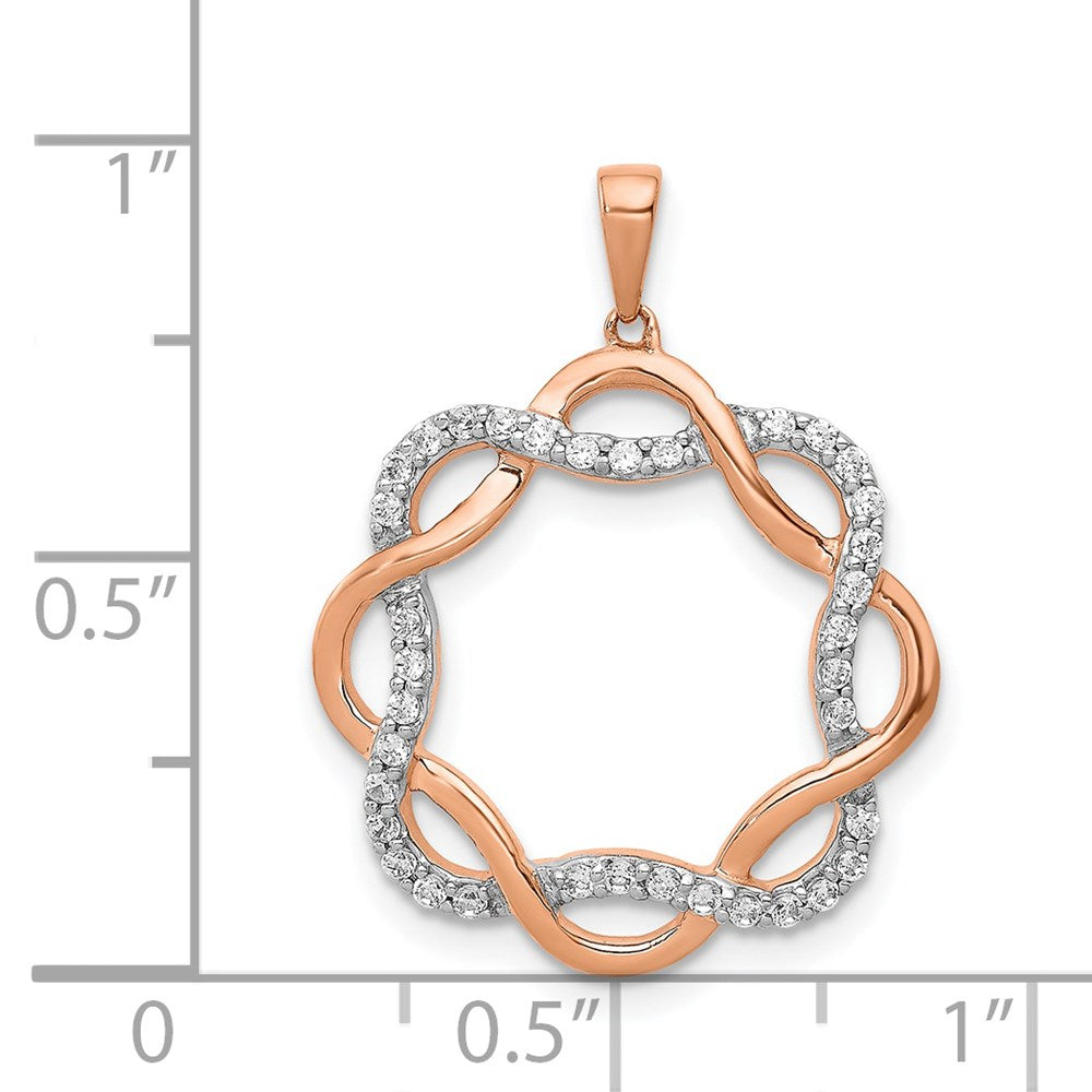 14k Rose Gold 1/5ct. Real Diamond Twisted Pendant