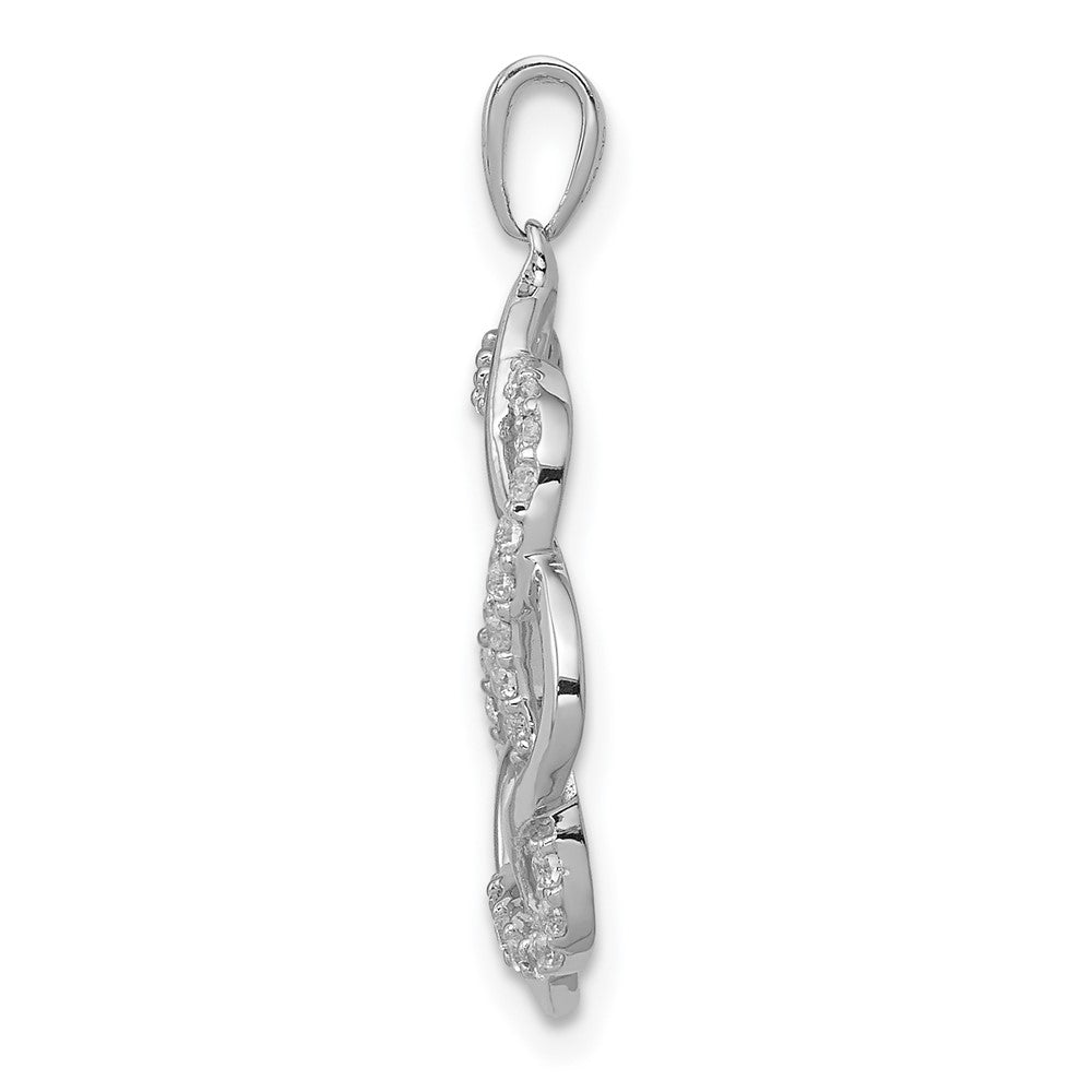 14k White Gold 1/5ct. Real Diamond Twisted Pendant