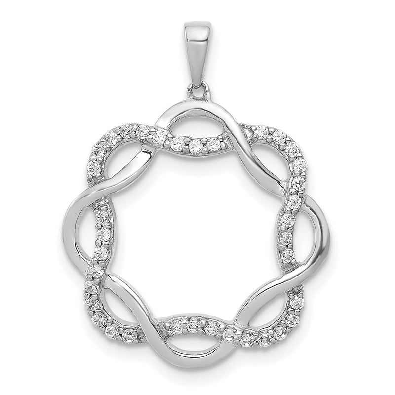 14k White Gold 1/5ct. Real Diamond Twisted Pendant