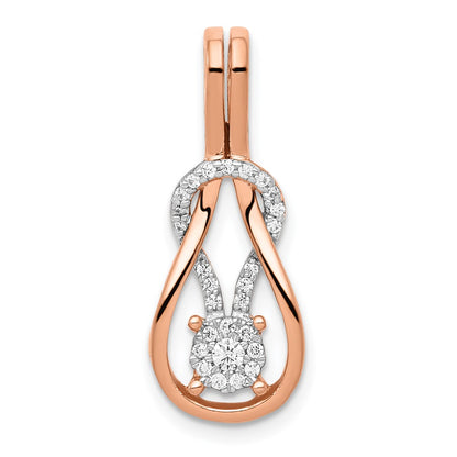 14k Rose Gold 1/6ct. Real Diamond Square Knot Slide Pendant