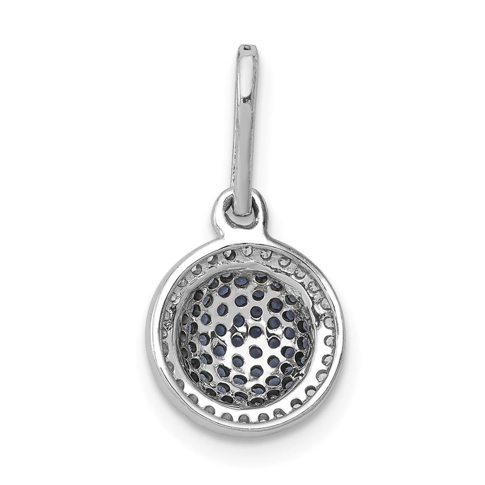Solid 14k White Gold White/Blue Simulated CZ Circle Cluster Pendant