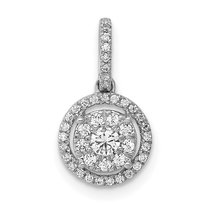 14k White Gold 1/4ct. Real Diamond Round Halo Cluster Pendant