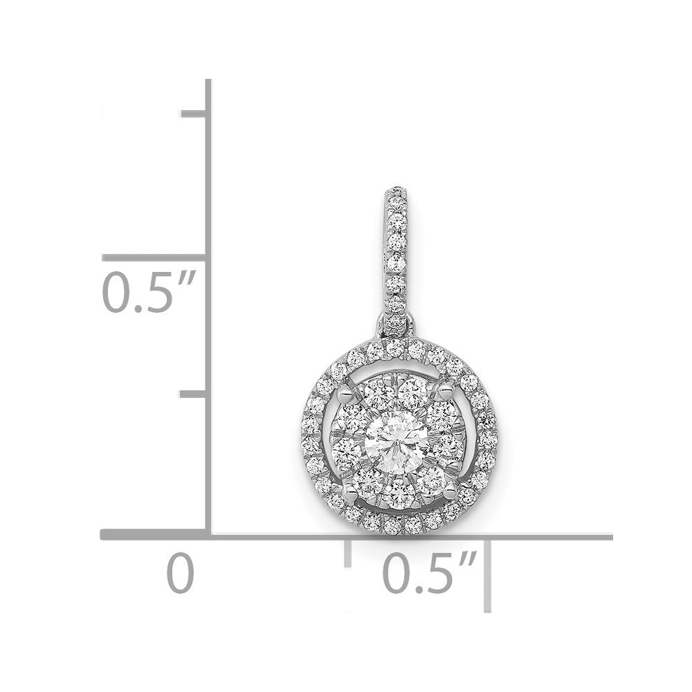 14k White Gold 1/3ct. Real Diamond Round Halo Cluster Pendant