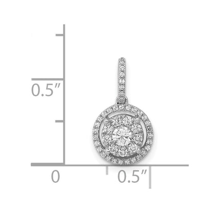 14k White Gold 1/3ct. Real Diamond Round Halo Cluster Pendant