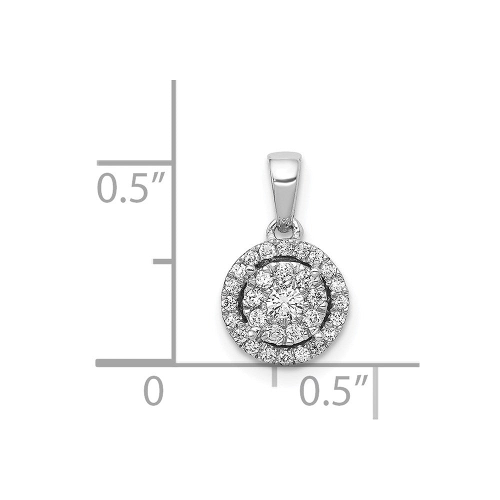 14k White Gold 1/4ct. Real Diamond Round Halo Cluster Pendant
