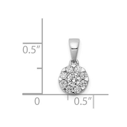 Solid 14k White Gold 1/3ct. Simulated CZ Circle Cluster Pendant