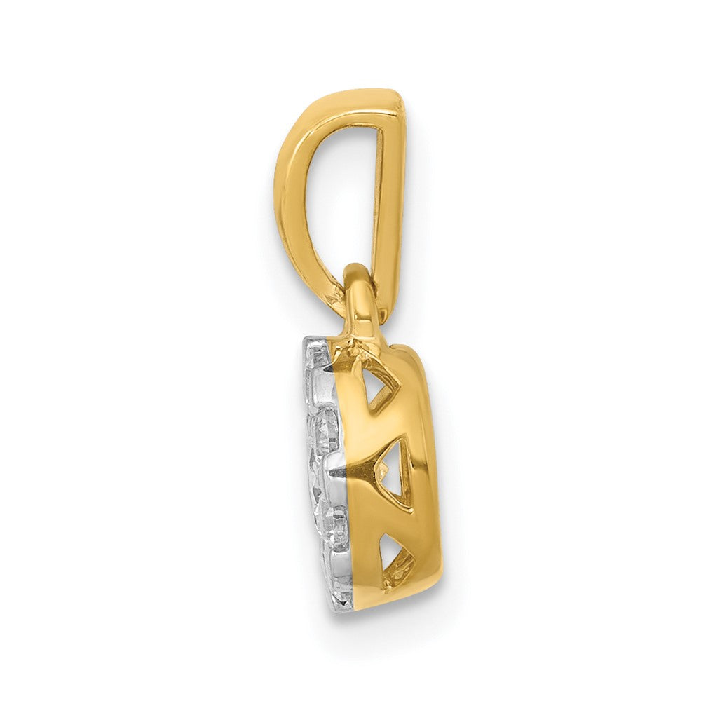 14k Yellow Gold 1/3ct. Real Diamond Circle Cluster Pendant