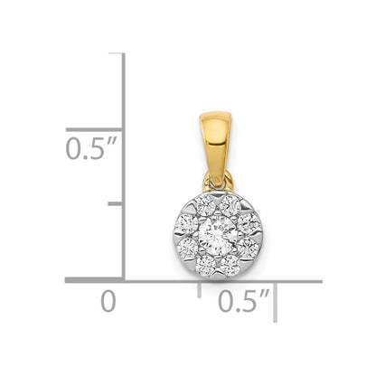 14k Yellow Gold 1/3ct. Real Diamond Circle Cluster Pendant