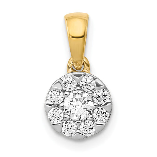 14k Yellow Gold 1/3ct. Real Diamond Circle Cluster Pendant
