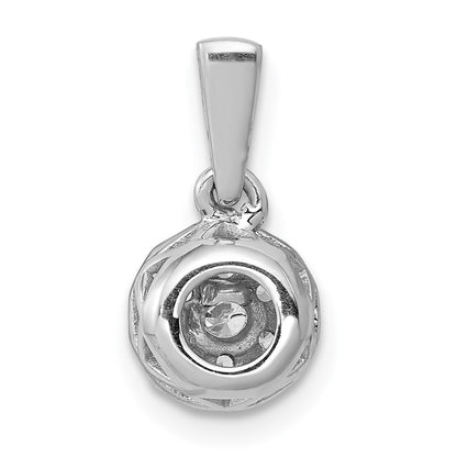 Solid 14k White Gold 1/4ct. Simulated CZ Circle Cluster Pendant