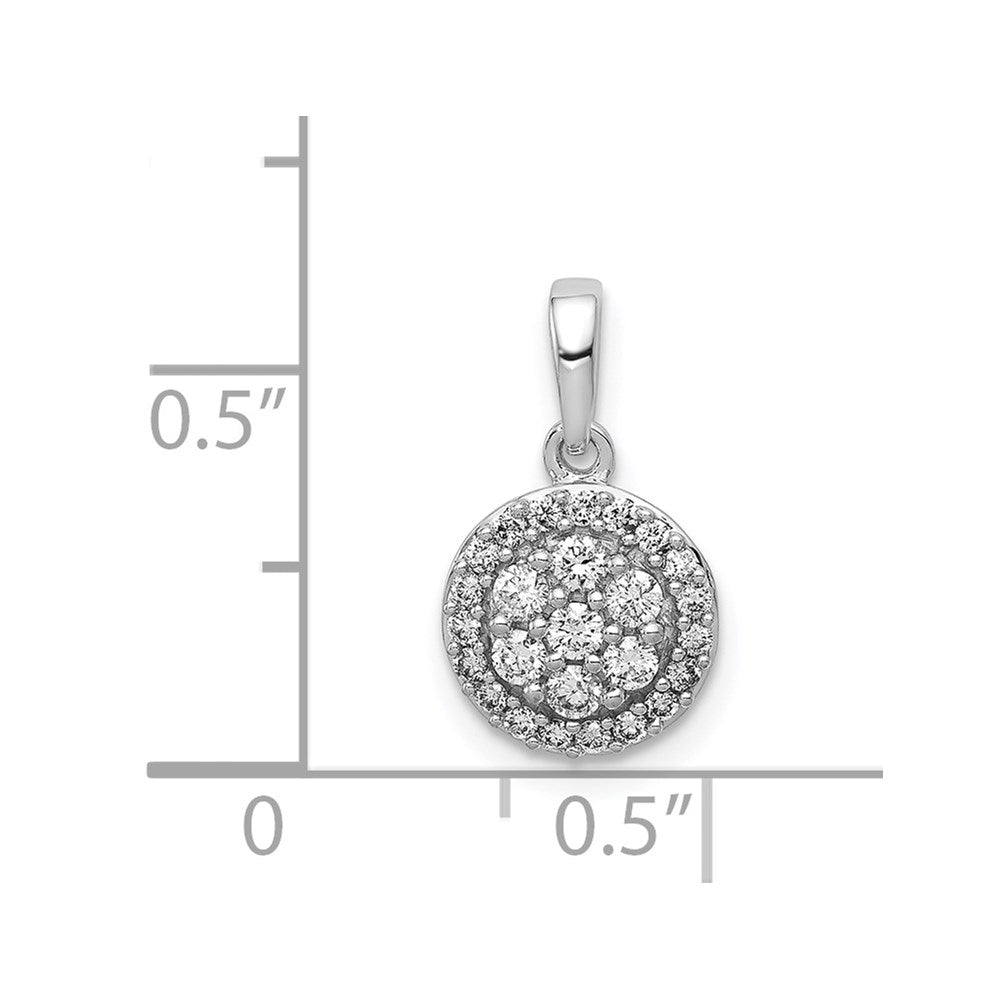 14k White Gold 1/4ct. Real Diamond Round Halo Cluster Pendant