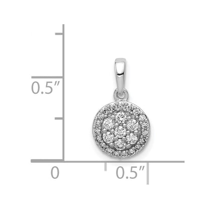 14k White Gold 1/4ct. Real Diamond Round Halo Cluster Pendant