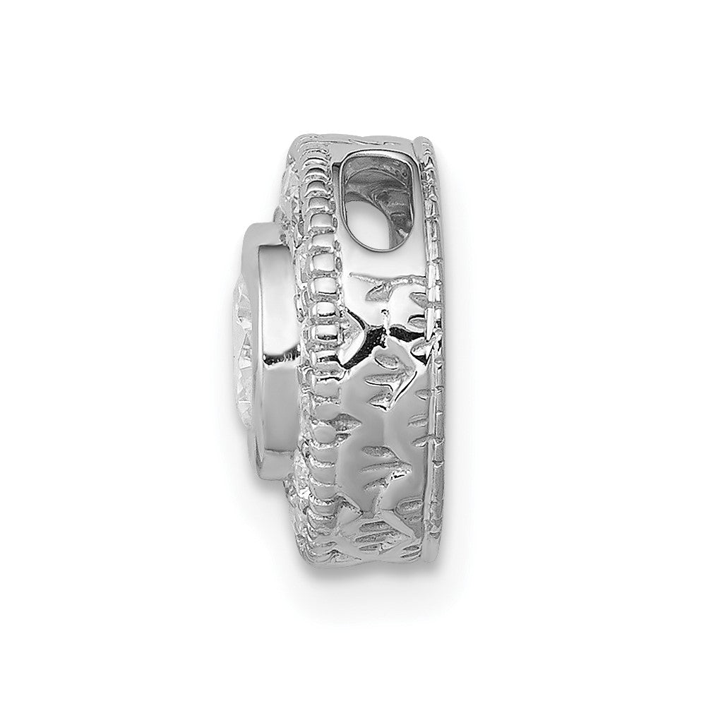 14k White Gold 4.7mm Center Real Diamond Semi-mount Chain Slide