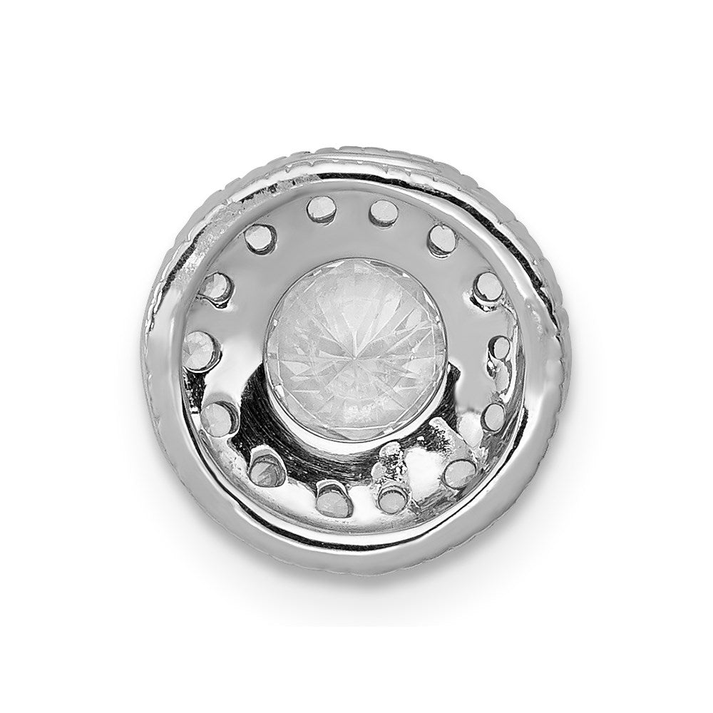 14k White Gold 4.7mm Center Real Diamond Semi-mount Chain Slide