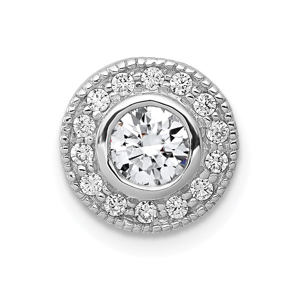 14k White Gold 4.7mm Center Real Diamond Semi-mount Chain Slide
