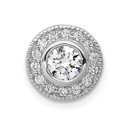 14k White Gold 4.7mm Center Real Diamond Semi-mount Chain Slide