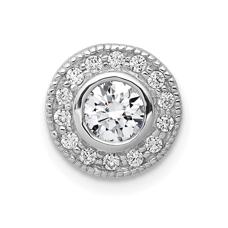 14k White Gold 4.7mm Center Real Diamond Semi-mount Chain Slide