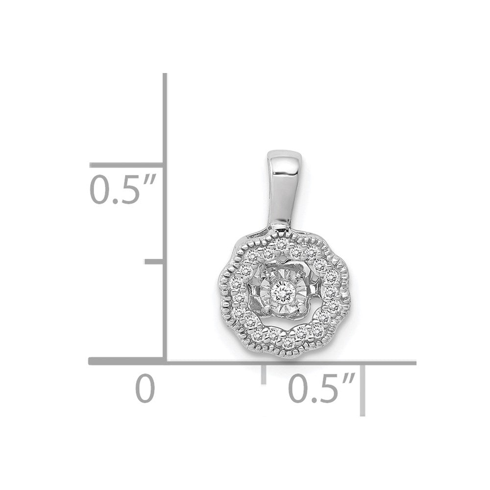 14k White Gold 1/10ct. Vibrant Moving Real Diamond Pendant