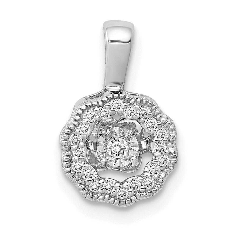 14k White Gold 1/10ct. Vibrant Moving Real Diamond Pendant