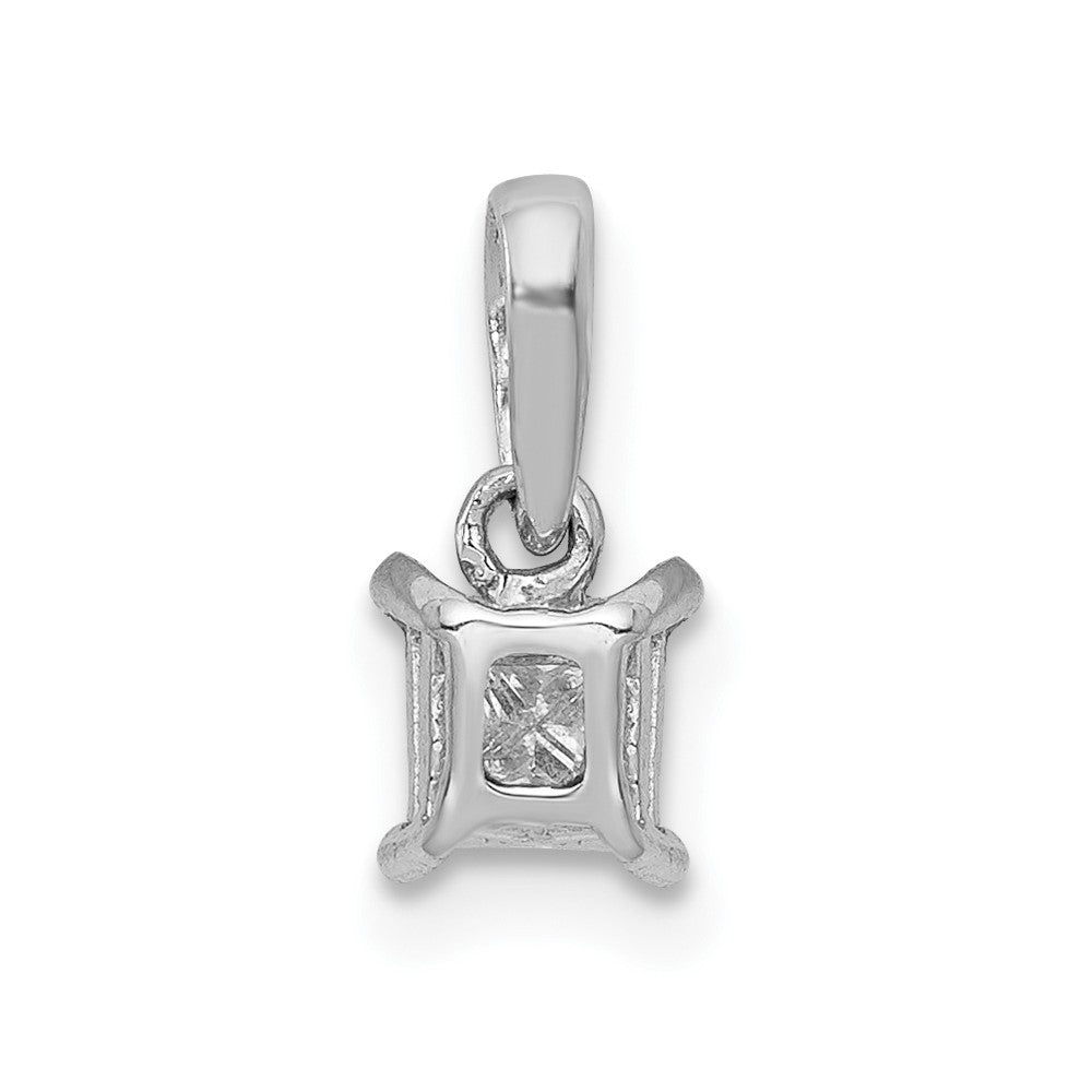 14k White Gold 1/10ct. Real Diamond Square Pendant