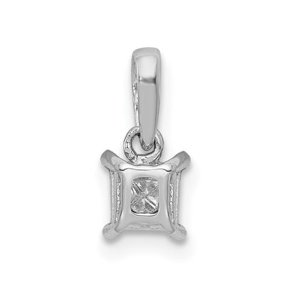 14k White Gold 1/10ct. Real Diamond Square Pendant