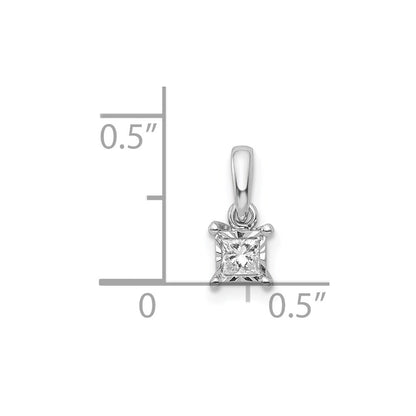 14k White Gold 1/10ct. Real Diamond Square Pendant