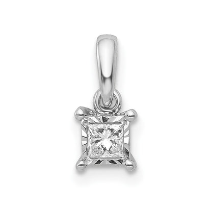 14k White Gold 1/10ct. Real Diamond Square Pendant
