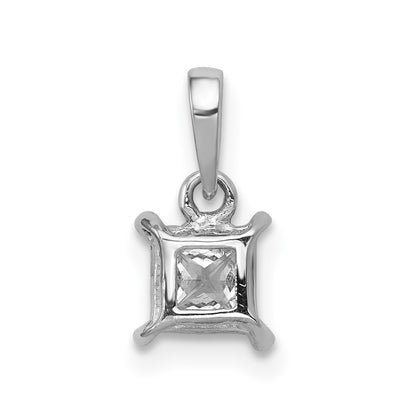 14k White Gold 1/5ct. Real Diamond Square Pendant