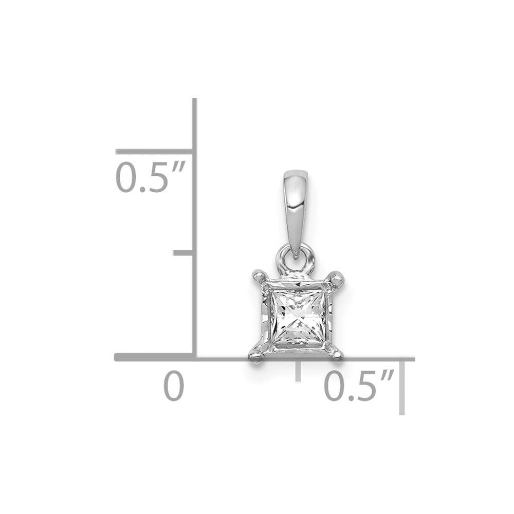 14k White Gold 1/5ct. Real Diamond Square Pendant