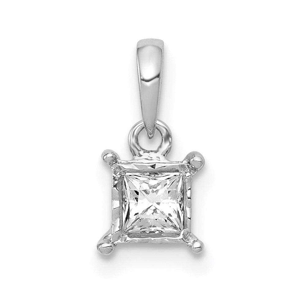 14k White Gold 1/5ct. Real Diamond Square Pendant
