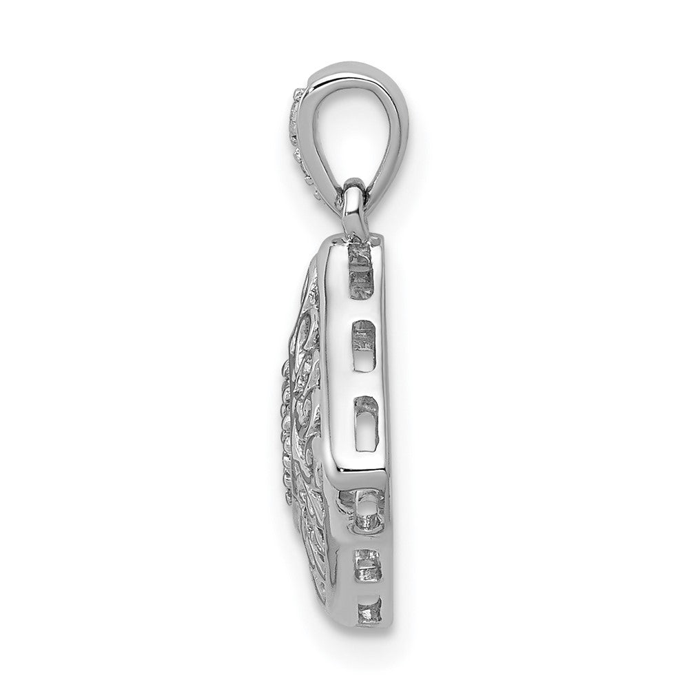 14k White Gold 1/15ct. Real Diamond Fancy Pendant