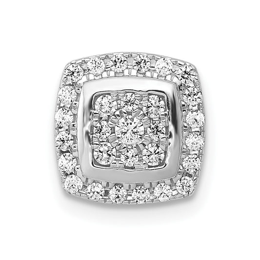 14k White Gold 1/3ct. Real Diamond Square Cluster Chain Slide Pendant