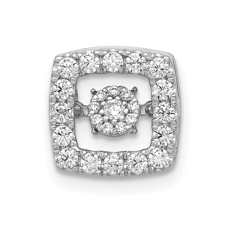 14k White Gold 3/8ct. Vibrant Moving Real Diamond Square Chain Slide