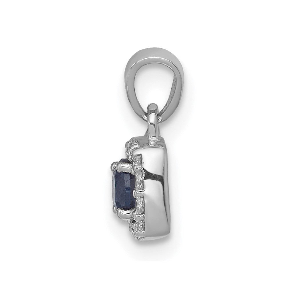 14k White Gold 1/3ct. Blue/White Real Diamond Square Pendant