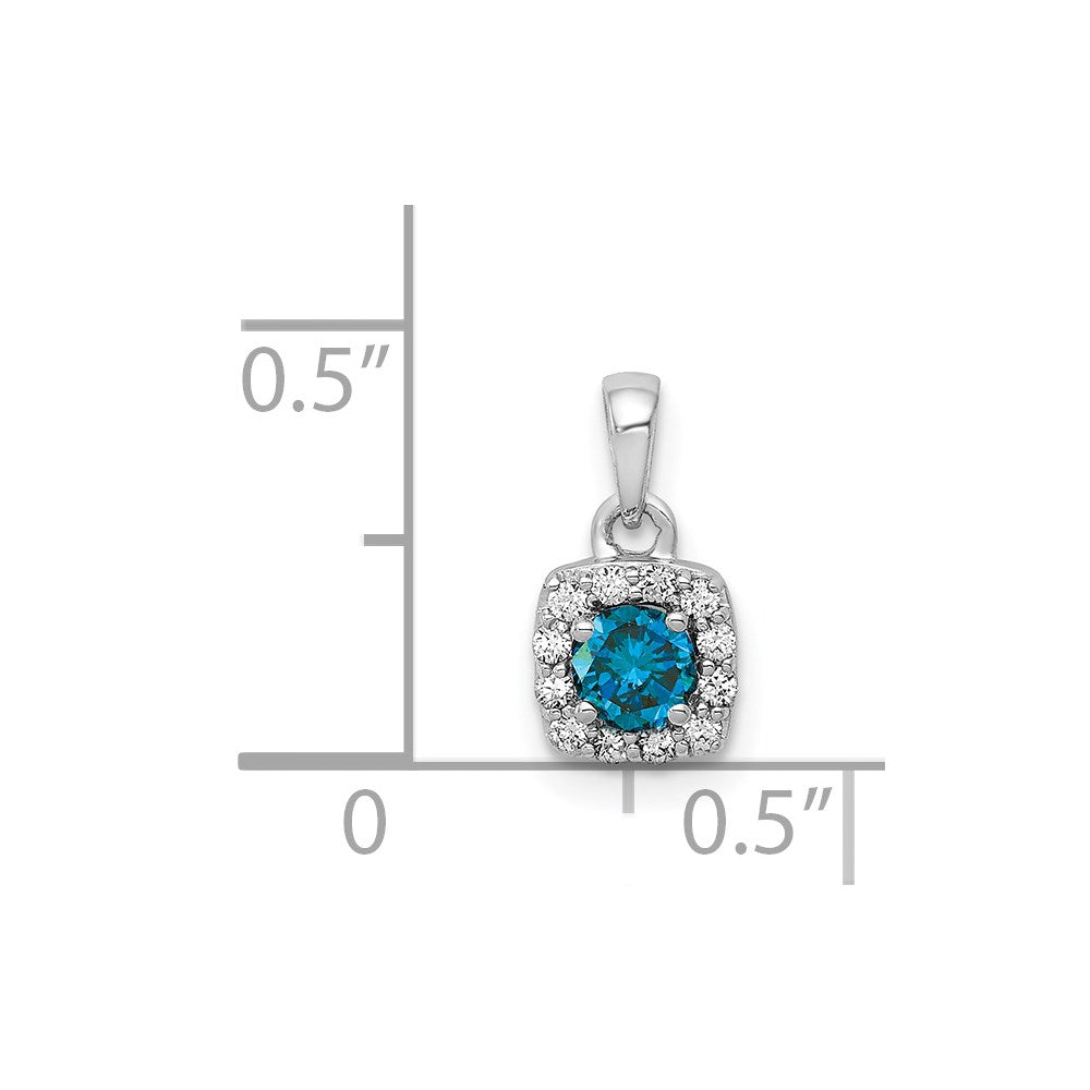14k White Gold 1/3ct. Blue/White Real Diamond Square Pendant