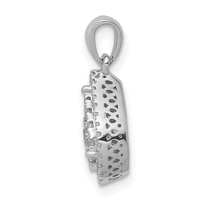 Solid 14k White Gold Simulated CZ Teardrop Pendant