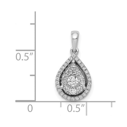 Solid 14k White Gold Simulated CZ Teardrop Pendant