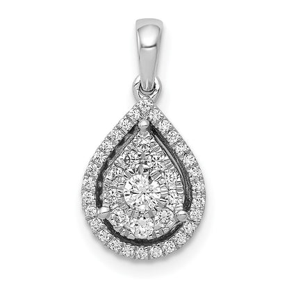 Solid 14k White Gold Simulated CZ Teardrop Pendant