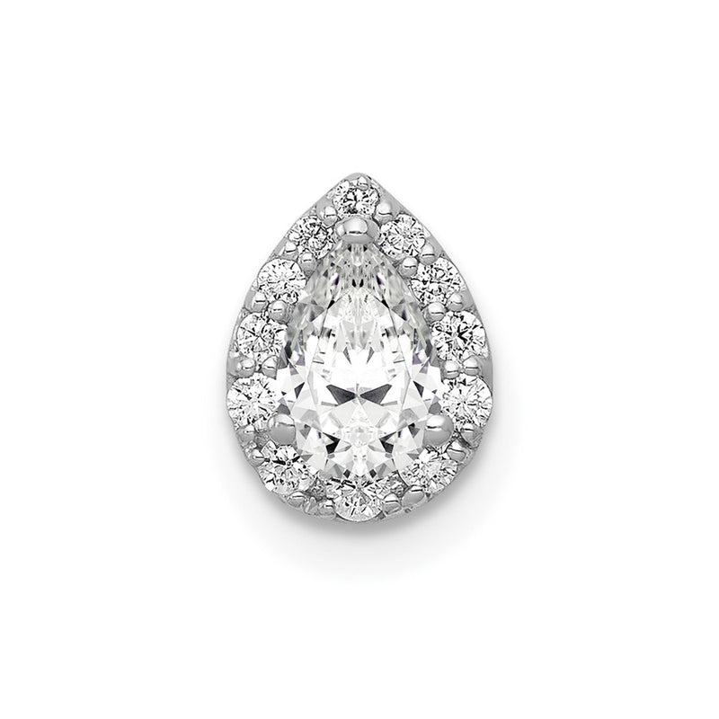 14k White Gold 3/8ct. Real Diamond Teardrop Chain Slide