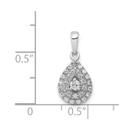 Solid 14k White Gold 1/4ct. Simulated CZ Teardrop Pendant