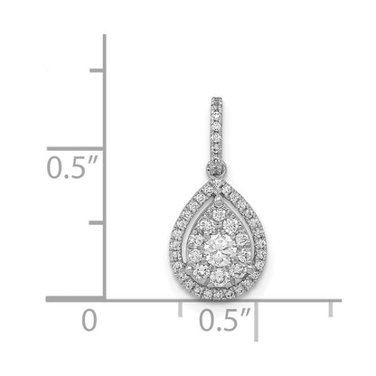 Solid 14k White Gold 1/3ct. Simulated CZ Teardrop Pendant