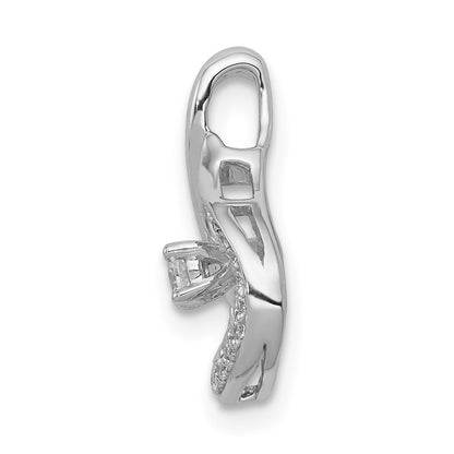 14k White Gold 1/8ct. Real Diamond Teardrop Chain Slide