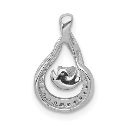 14k White Gold 1/8ct. Real Diamond Teardrop Chain Slide