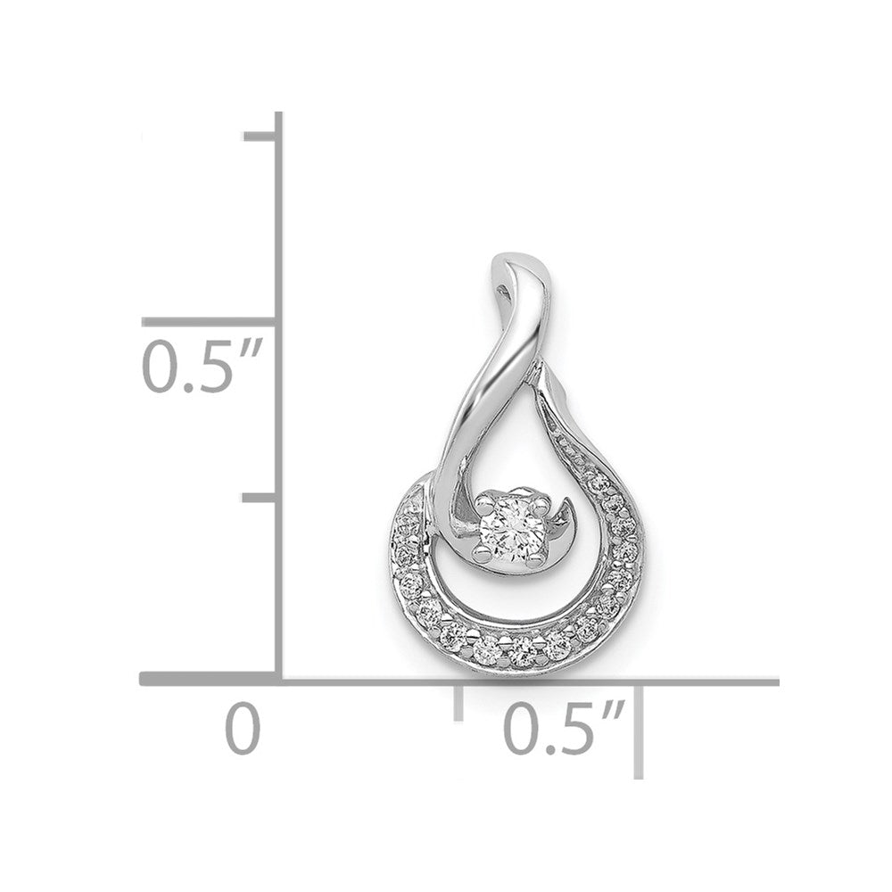 14k White Gold 1/8ct. Real Diamond Teardrop Chain Slide